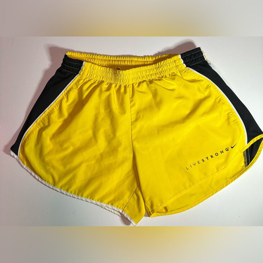 Nike Yellow and Black livestrong Athletic Shorts M y2k released